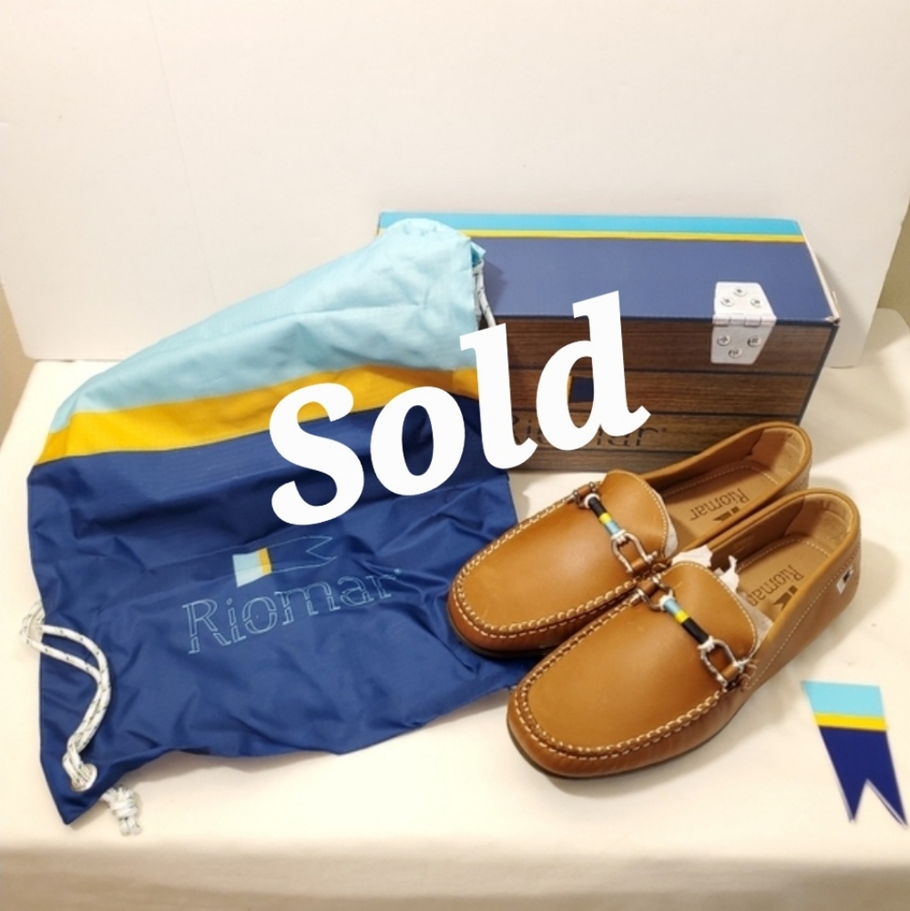 Riomar The Waterman Tan Leather Loafer Nonskid Cocoa Sole Deck Boat Shoes Size 9